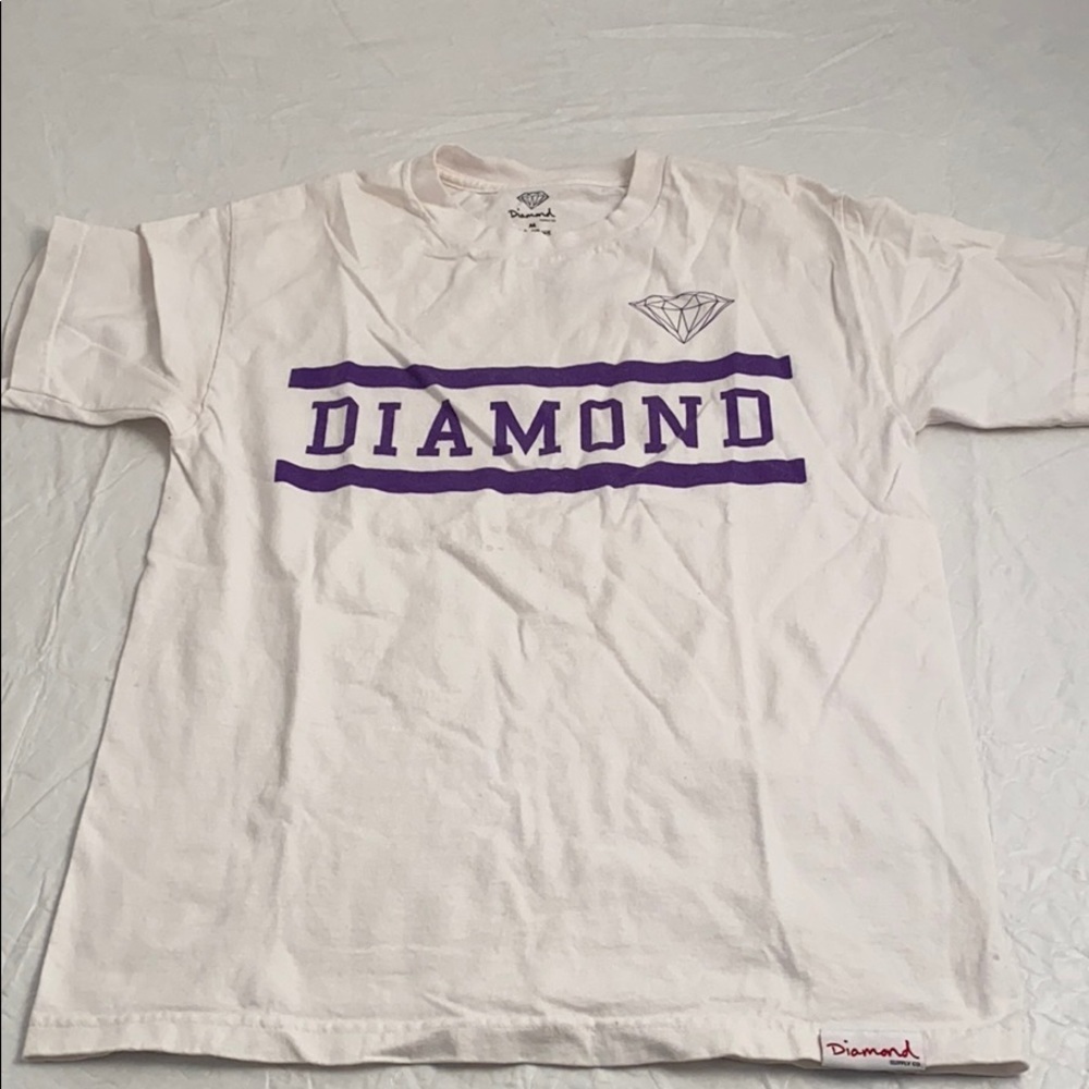 Diamond Supply Co white and purple logo short sleeve t-shirt M